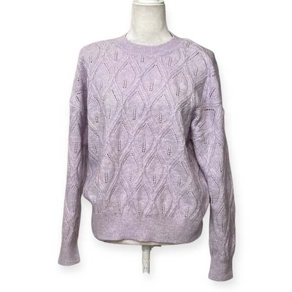 Mango Lilac Metallic Knit Sweater Women's M Purple Lightweight Pullover - Picture 1 of 8